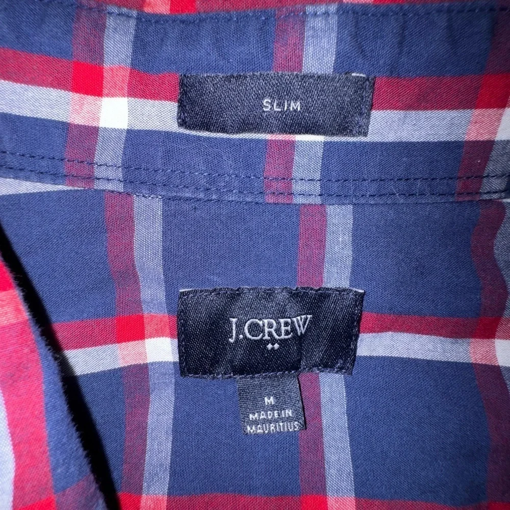 J Crew Shirt Mens Slim Blue Red Plaid Button Down Long Sleeve. Medium  VGUC